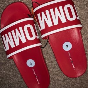 Red Tommy Hilfiger Slides. Never Worn. BRAND NEW
